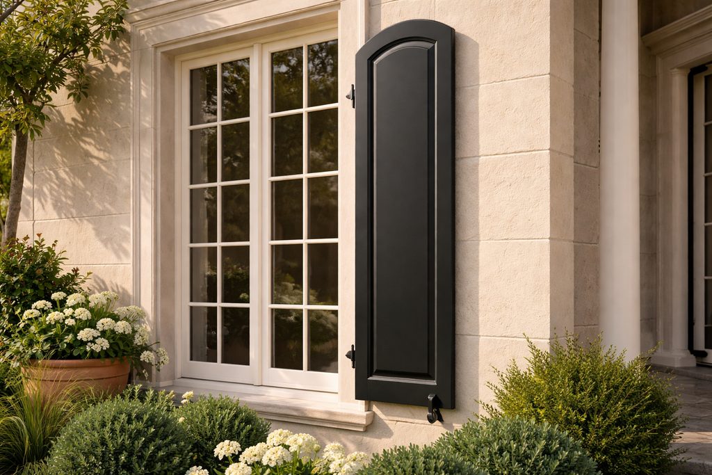 Mahogany Arched Shutters