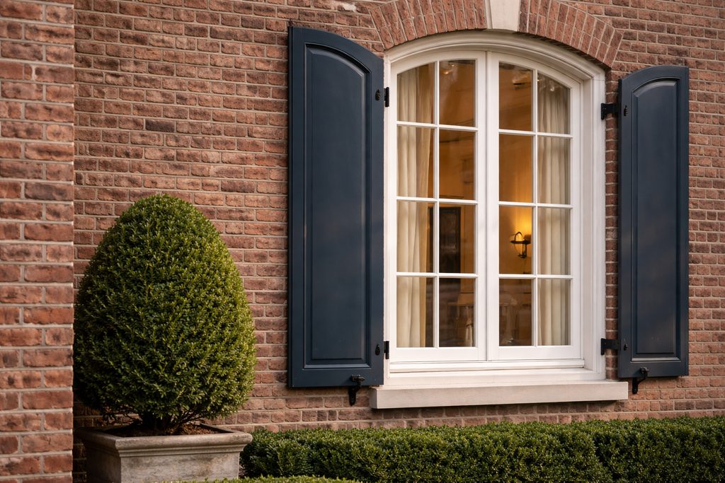 Spanish Cedar Arched Shutters