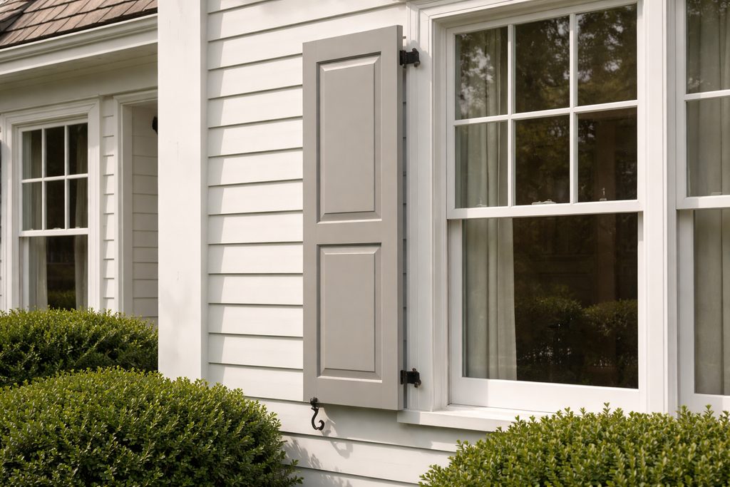 Sapele Raised Panel Shutters