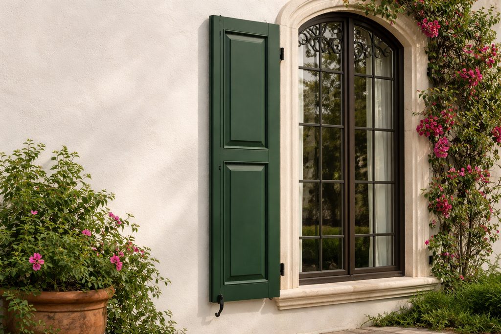 Western Red Cedar Raised Panel Shutters