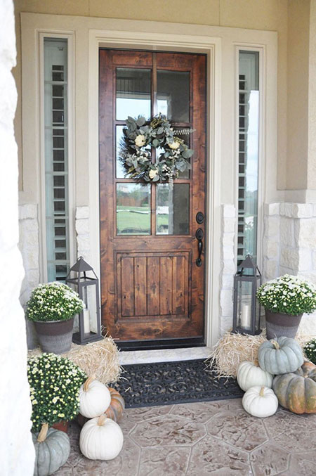 Natural Wood Front Door Ties Together Modern Farmhouse Style